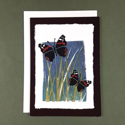 Red Admiral Butterfly IV Greeting Card - Recycled Paper + Charity Donation