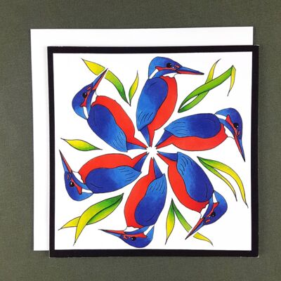 Kingfisher Spiral Greeting Card - Recycled Paper + Charity Donation