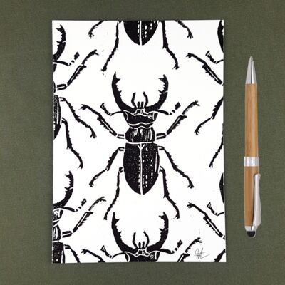 Stag Beetle II Print Recycled Notebook A5 - Recycled Paper + Charity Donation