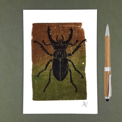 Stag Beetle I Print Recycled Notebook A5 - Recycled Paper + Charity Donation