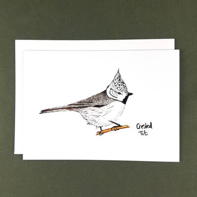Crested Tit Greeting Card - Recycled Paper + Charity Donation