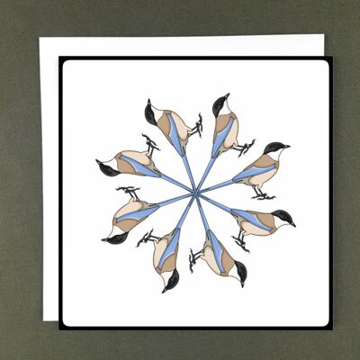 Tarjeta de felicitación en espiral de Urraca de alas azules - Papel reciclado + Donación benéfica