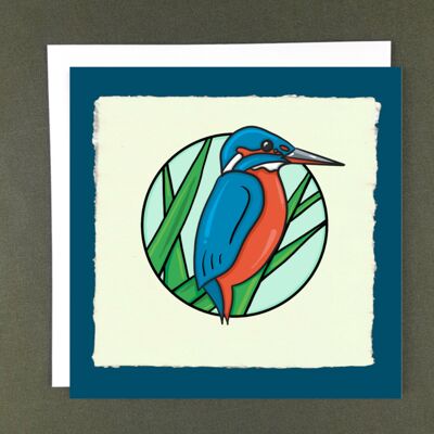 Biglietto di auguri Kingfisher - Carta riciclata + Donazione di beneficenza