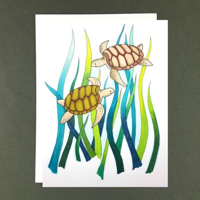 Sea Turtles Greeting Card - Recycled Paper + Charity Donation
