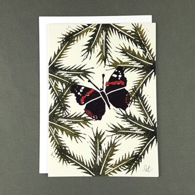 Carte de voeux Red Admiral Butterfly I - Papier recyclé + Don de charité