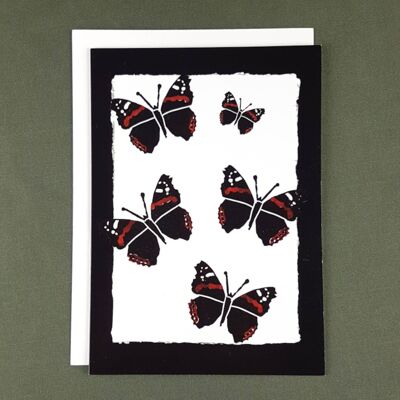 Carte de voeux Red Admiral Butterfly V - Papier recyclé + Don de charité