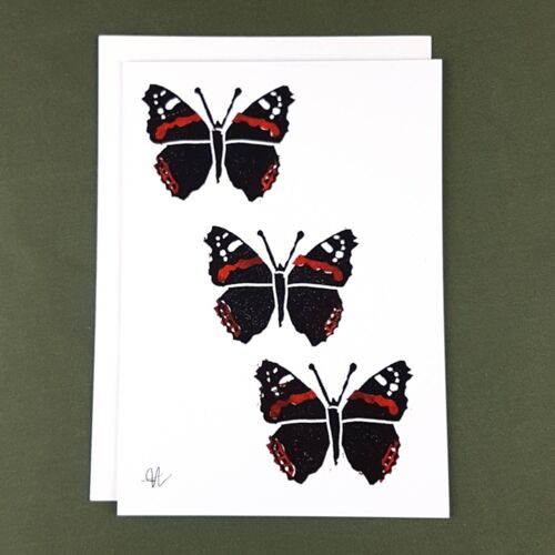 Red Admiral Butterfly III Greeting Card - Recycled Paper + Charity Donation
