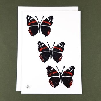Carte de voeux Red Admiral Butterfly III - Papier recyclé + Don de charité 1