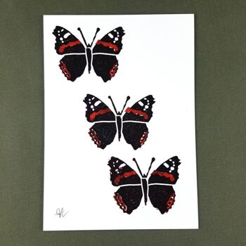 Carte de voeux Red Admiral Butterfly III - Papier recyclé + Don de charité 2