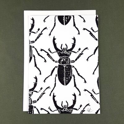 Biglietto d'auguri con stampa Stag Beetle II - Carta riciclata + Donazione di beneficenza