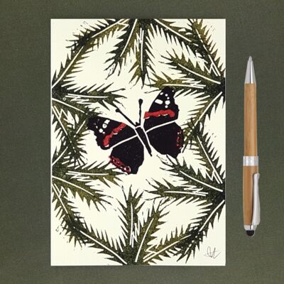 Quaderno A5 riciclato Red Admiral Butterfly I - Carta riciclata + Donazione di beneficenza