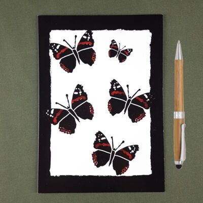 Red Admiral Butterfly V Recycled Notebook A5 - Recycled Paper + Charity Donation