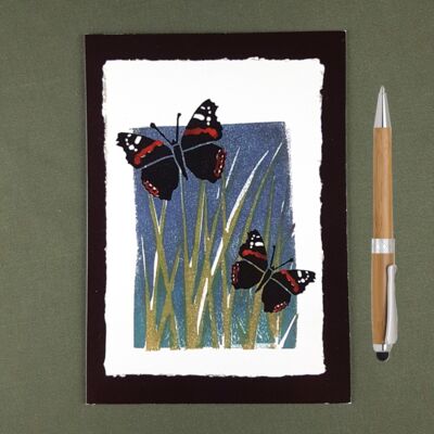 Red Admiral Butterfly IV Recycled Notebook A5 - Recycled Paper + Charity Donation