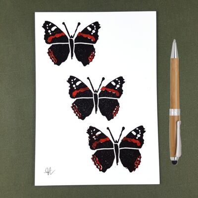 Red Admiral Butterfly III Recycled Notebook A5 - Recycled Paper + Charity Donation