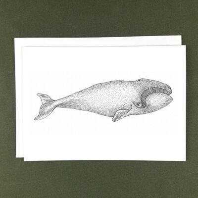 Carte de voeux baleine noire - papier recyclé + don de charité