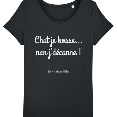 Round neck T-shirt Chut je bosse bio, organic cotton, black