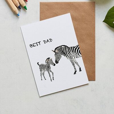 Best Dad Zebra greeting Card with baby zebra