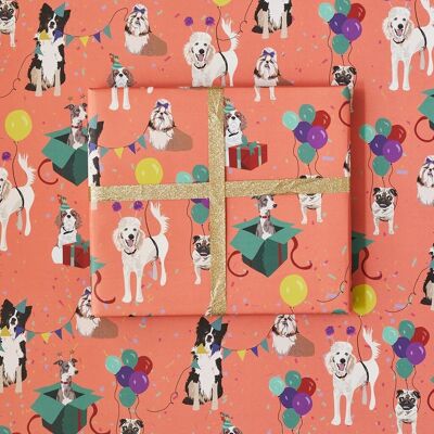 Papel de regalo para perros de cumpleaños