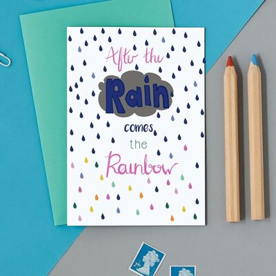 After the rain comes the rainbow greeting card