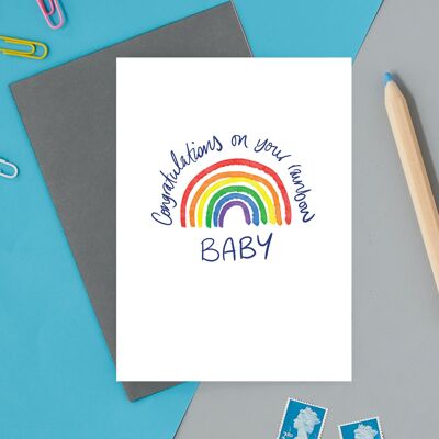 Herzlichen Glückwunsch zu deiner Regenbogen-Baby-Grußkarte