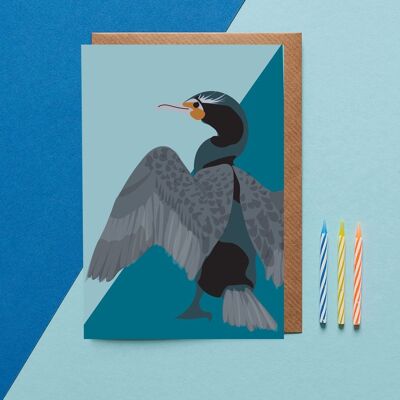 Tarjeta de pájaro cormorán tarjetas de felicitación