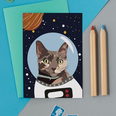 Frieda le chat de l'espace Astro Carte de vœux