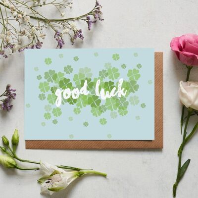 Good Luck clover floral greeting card