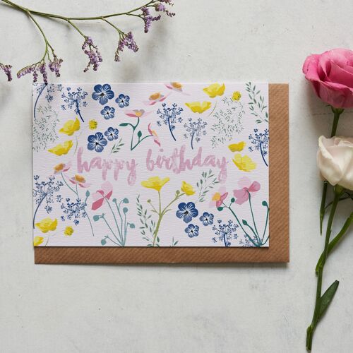 Happy Birthday Floral Greeting Card