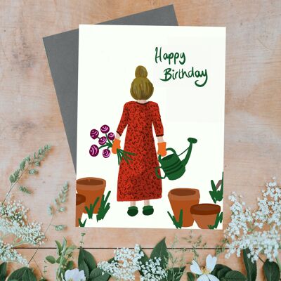 Feliz cumpleaños jardinero tarjeta de felicitación