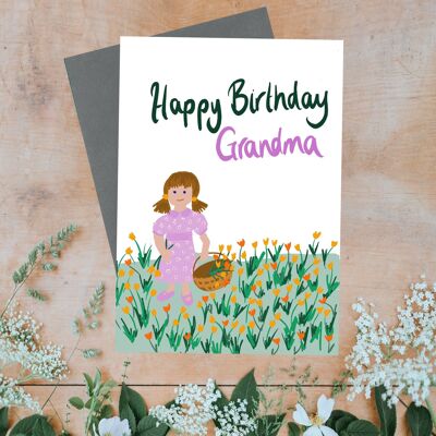 Feliz cumpleaños, abuela, tarjeta de felicitación