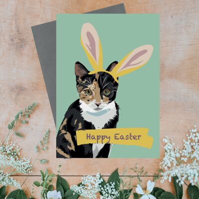 Happy Easter Cat Greeting Card