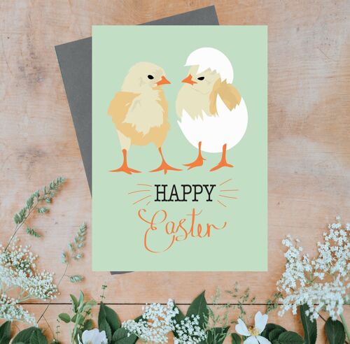 Happy Easter Chicks Greeting Card