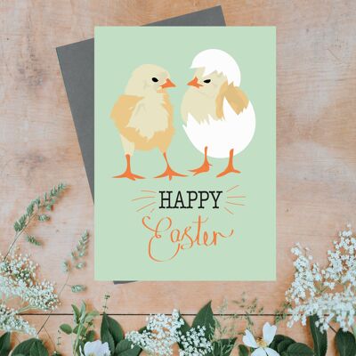Happy Easter Chicks Greeting Card