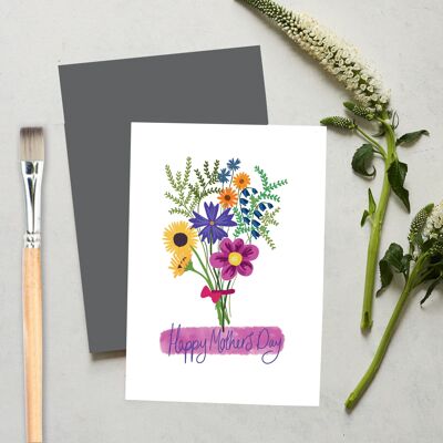 Tarjeta de felicitación de flores de feliz día de la madre