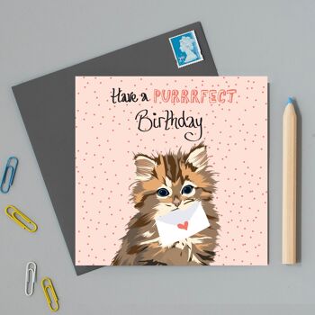 Avoir un chat d'anniversaire Purrrfect Carte de vœux 2