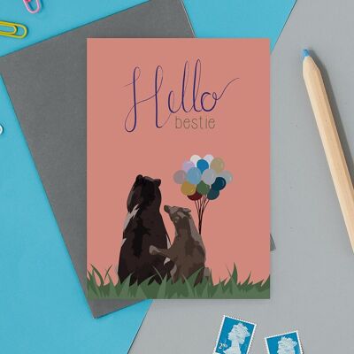 Hello bestie friendship greeting card
