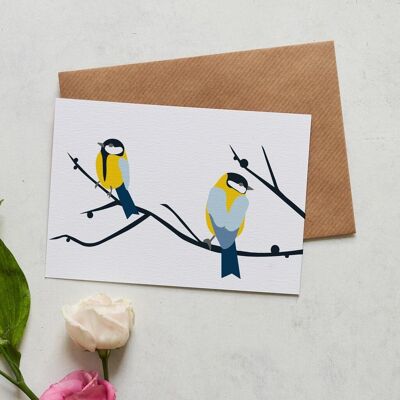 Juneberry and Bird illustrated greeting card