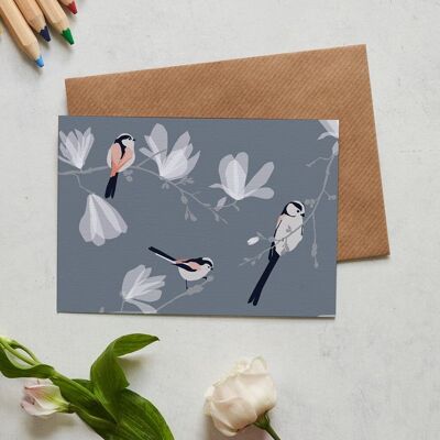 Pájaro de teta tatiled larga tarjetas de felicitación