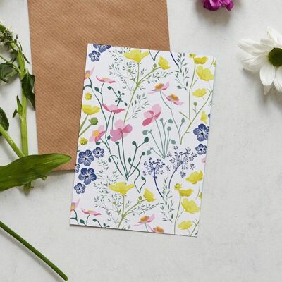 Prado floral, tarjeta de felicitación de flores