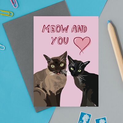 Miau y tu San Valentín, amor, tarjeta de felicitación.