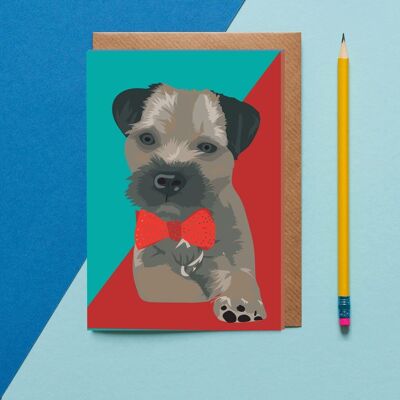 Obi the Boarder Terrier dog greeting card