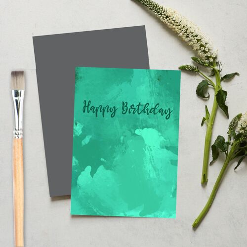 Painted Happy Birthday Greeting Card