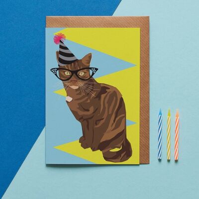 Peaches the Party Time Cat greeting card
