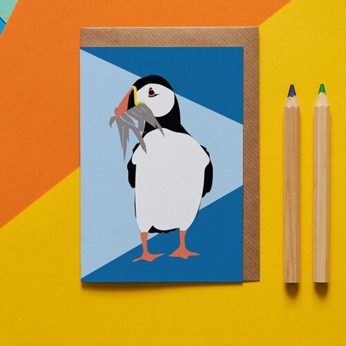 Percy the Puffin bird greeting card