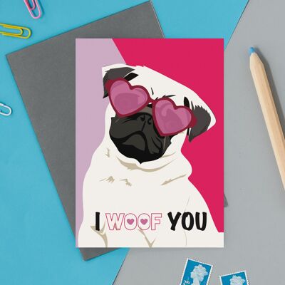 Quincy I Woof You, love, valentines tarjetas de felicitación