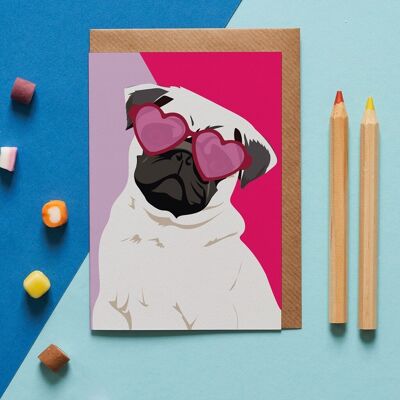 Quincy the Pug dog greeting card