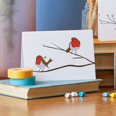 Robin Christmas Card with bird illustration