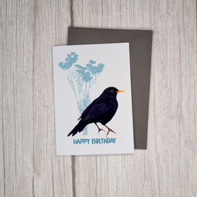 Tarjeta de felicitación RSPB Birthday Blackbird