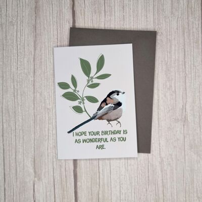 RSPB Birthday Long Tailed Tit greeting card