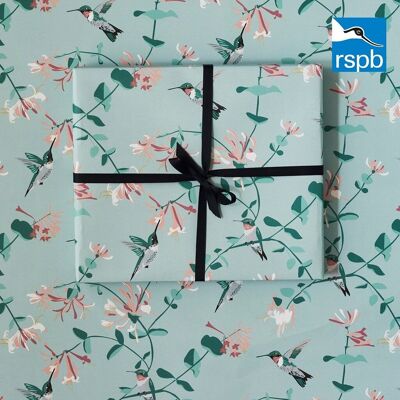 RSPB charity Hummingbird Mint Gift Wrap